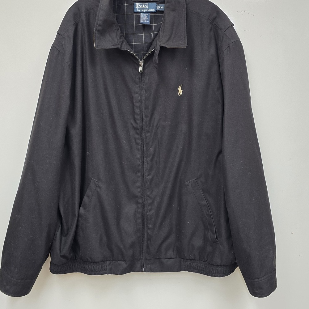 Vintage Polo Ralph Lauren‎ Golf Harrington Jacket  Black & Plaid Lined  XXL